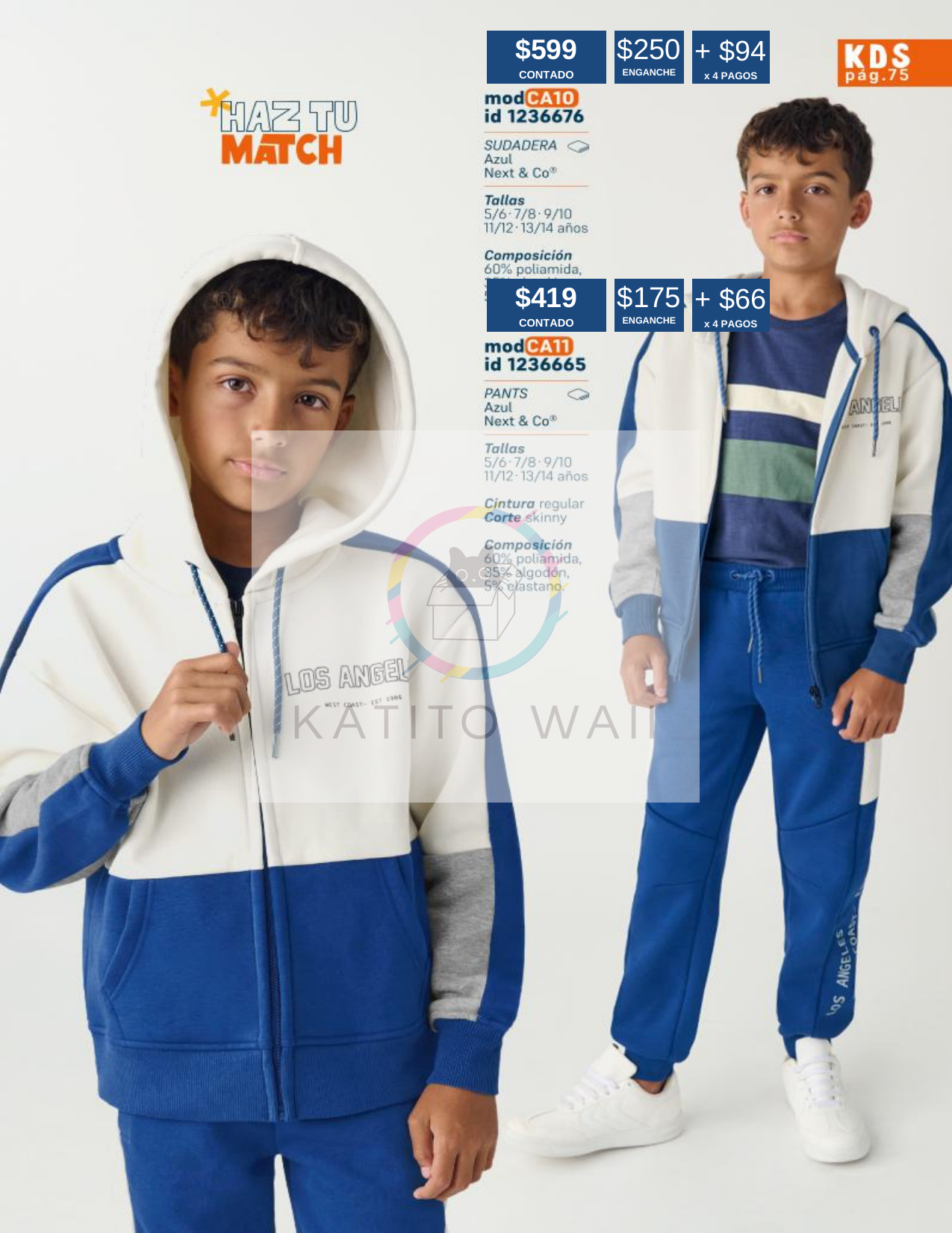 Sudadera azul y blanca con capucha