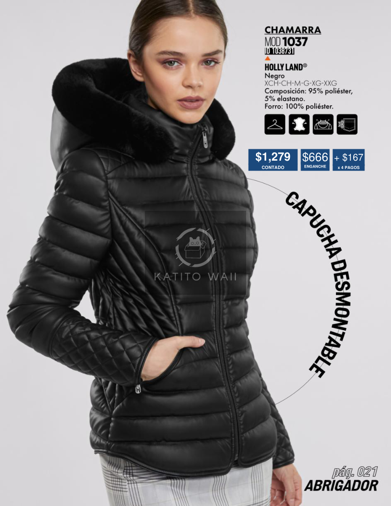 Chamarra negra con capucha desmontable