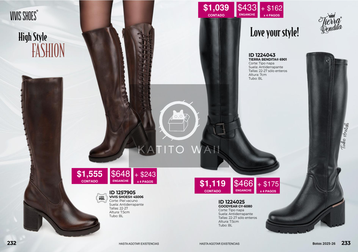 Bota alta de cuero sintético para mujer