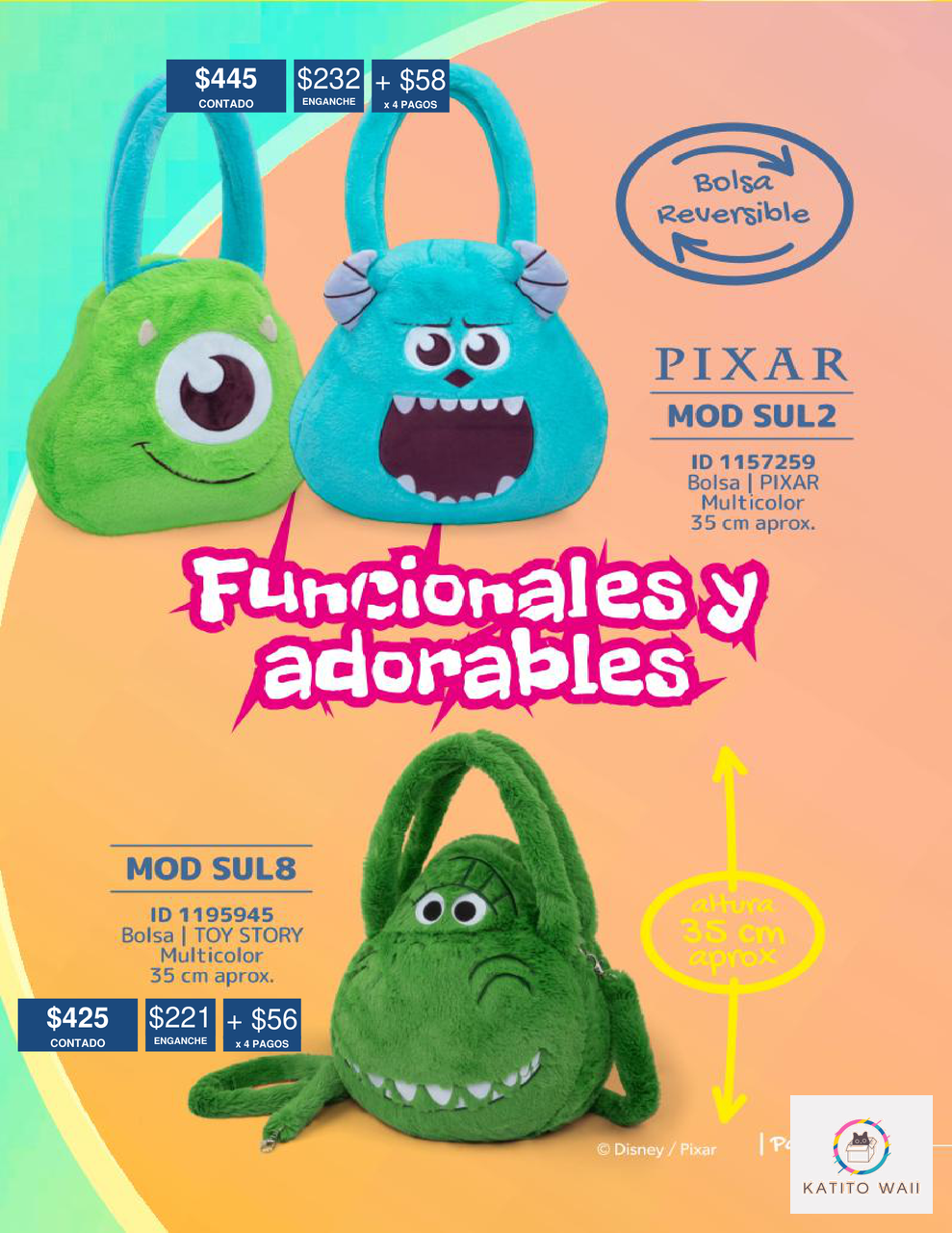 Bolsa reversible Pixar