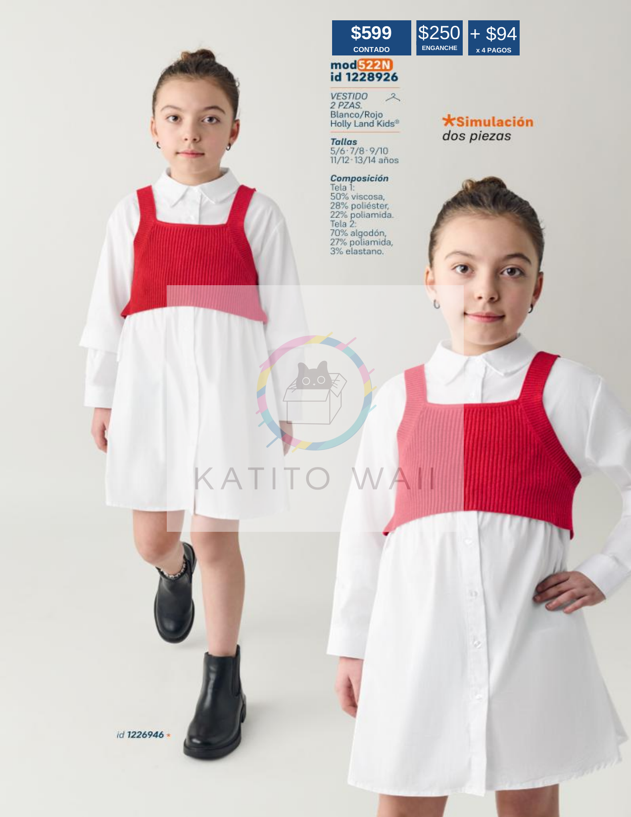 Vestido blanco con chaleco rojo
