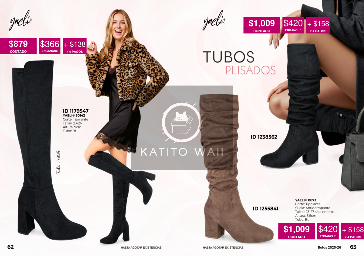 Botas largas de tubo plisado