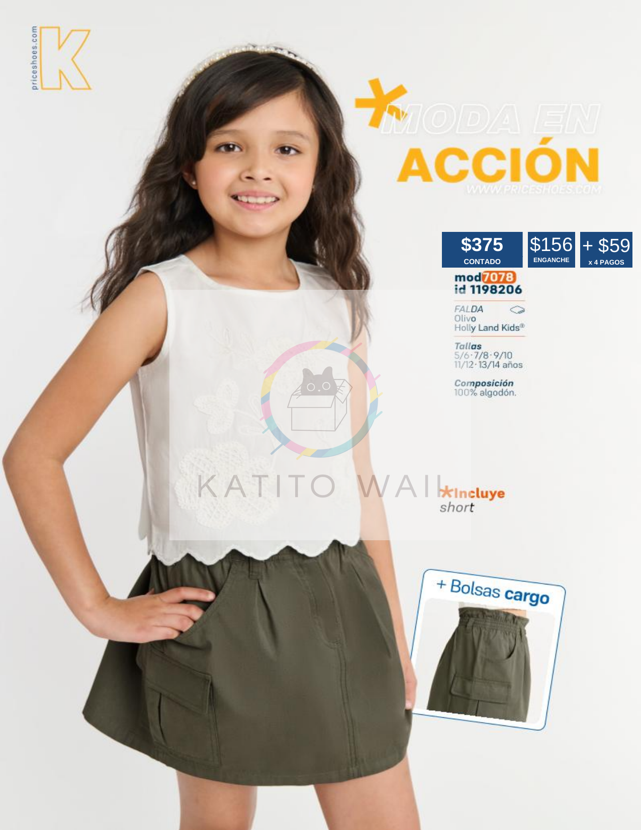 Falda cargo infantil