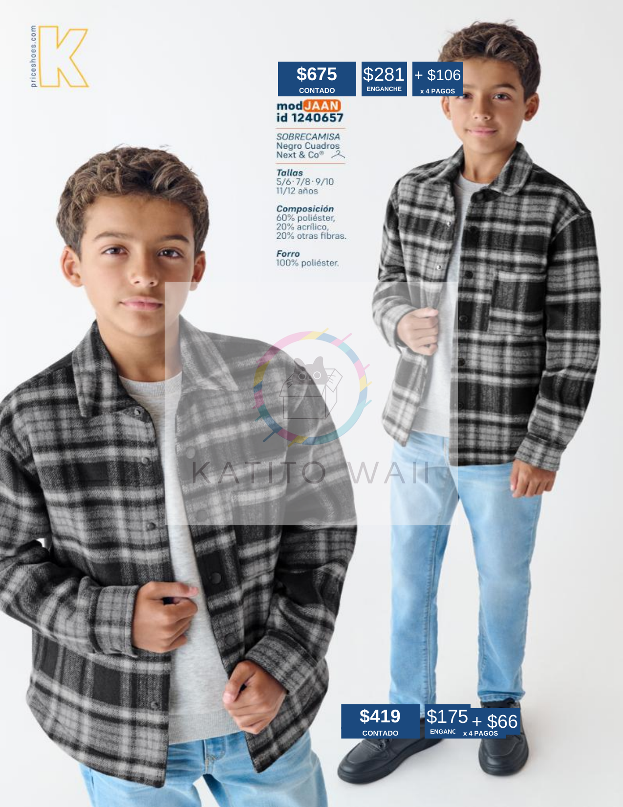 Camisa de franela negra y gris