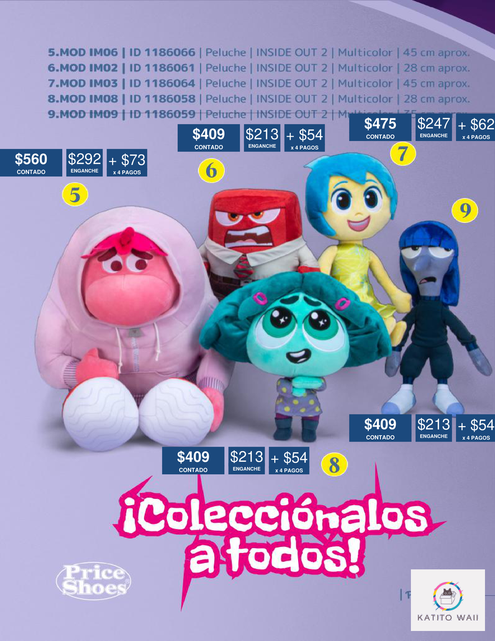 Peluches de personajes Inside Out 2