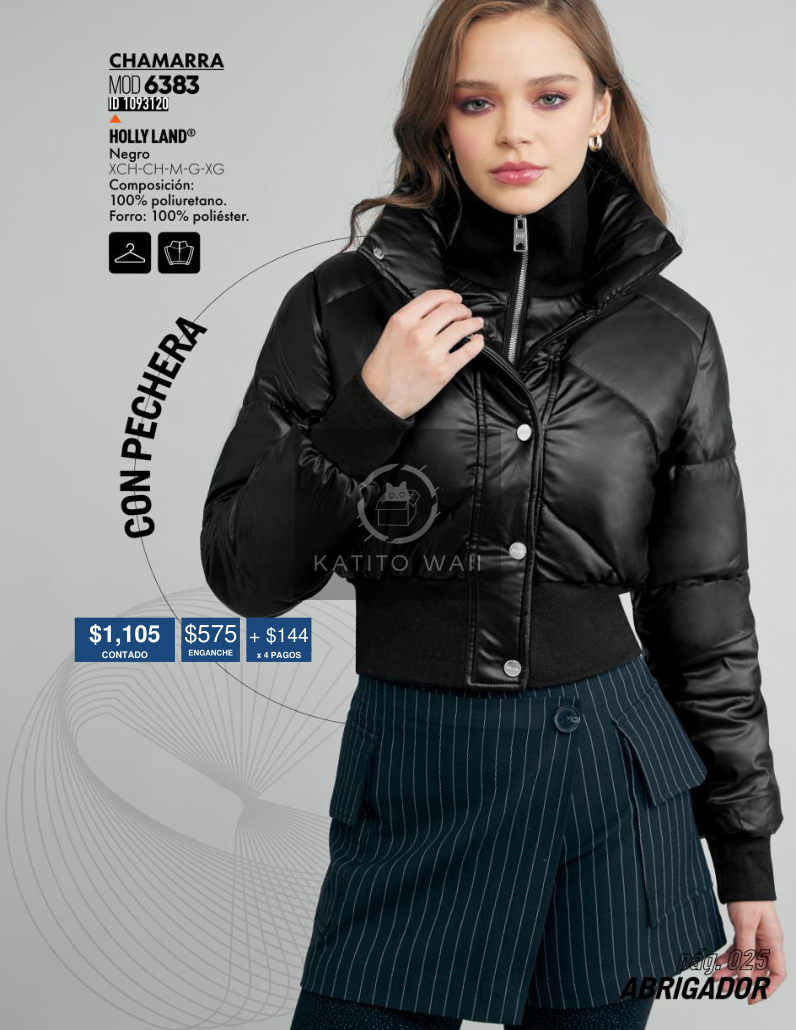 Chamarra negra acolchada