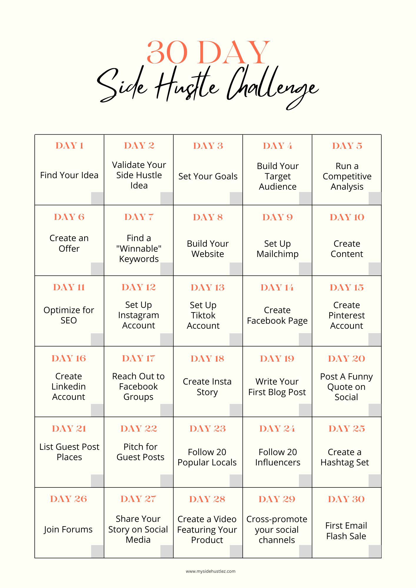 30 Days Side Hustle Challenge