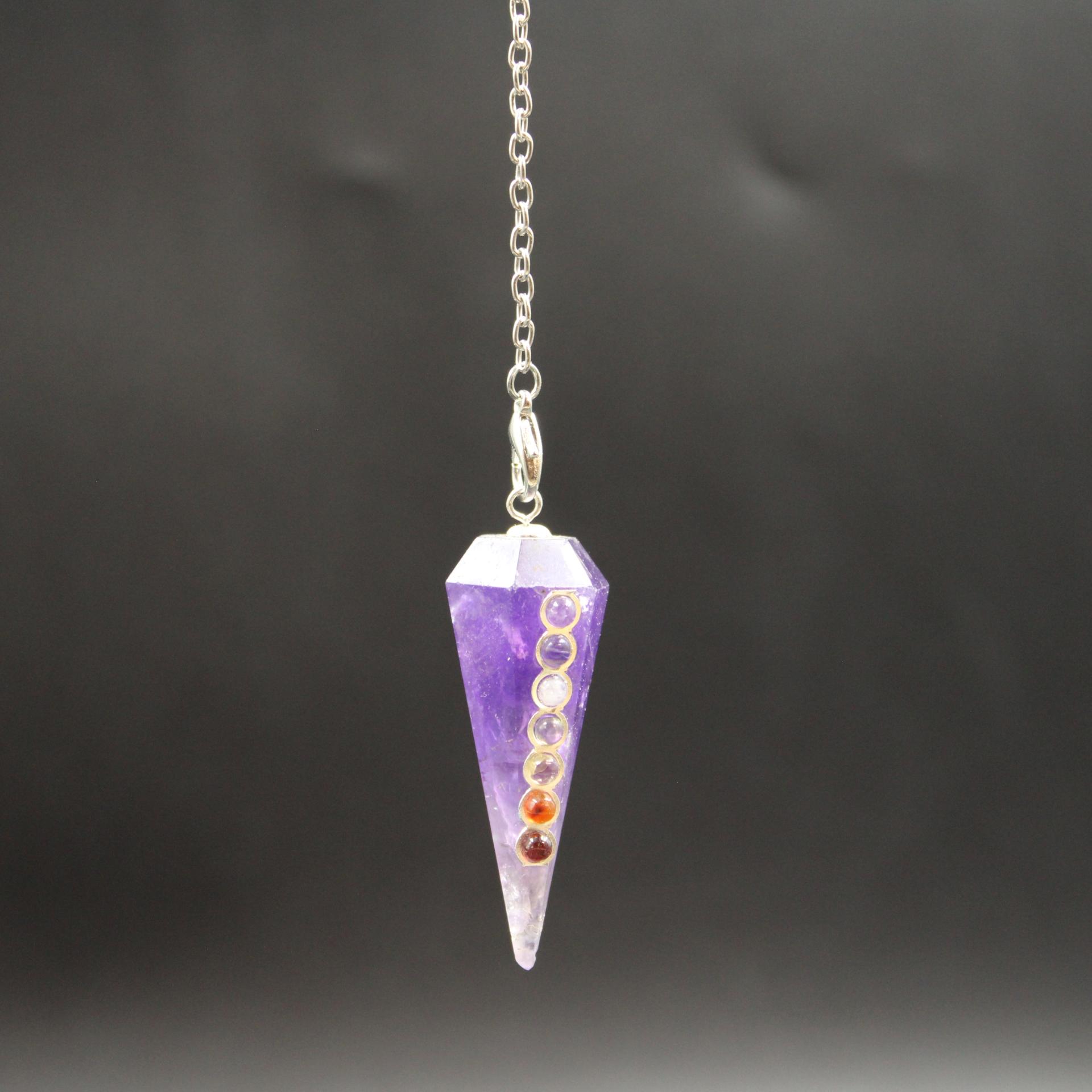 Pendule 7 Chakras en Améthyste C92