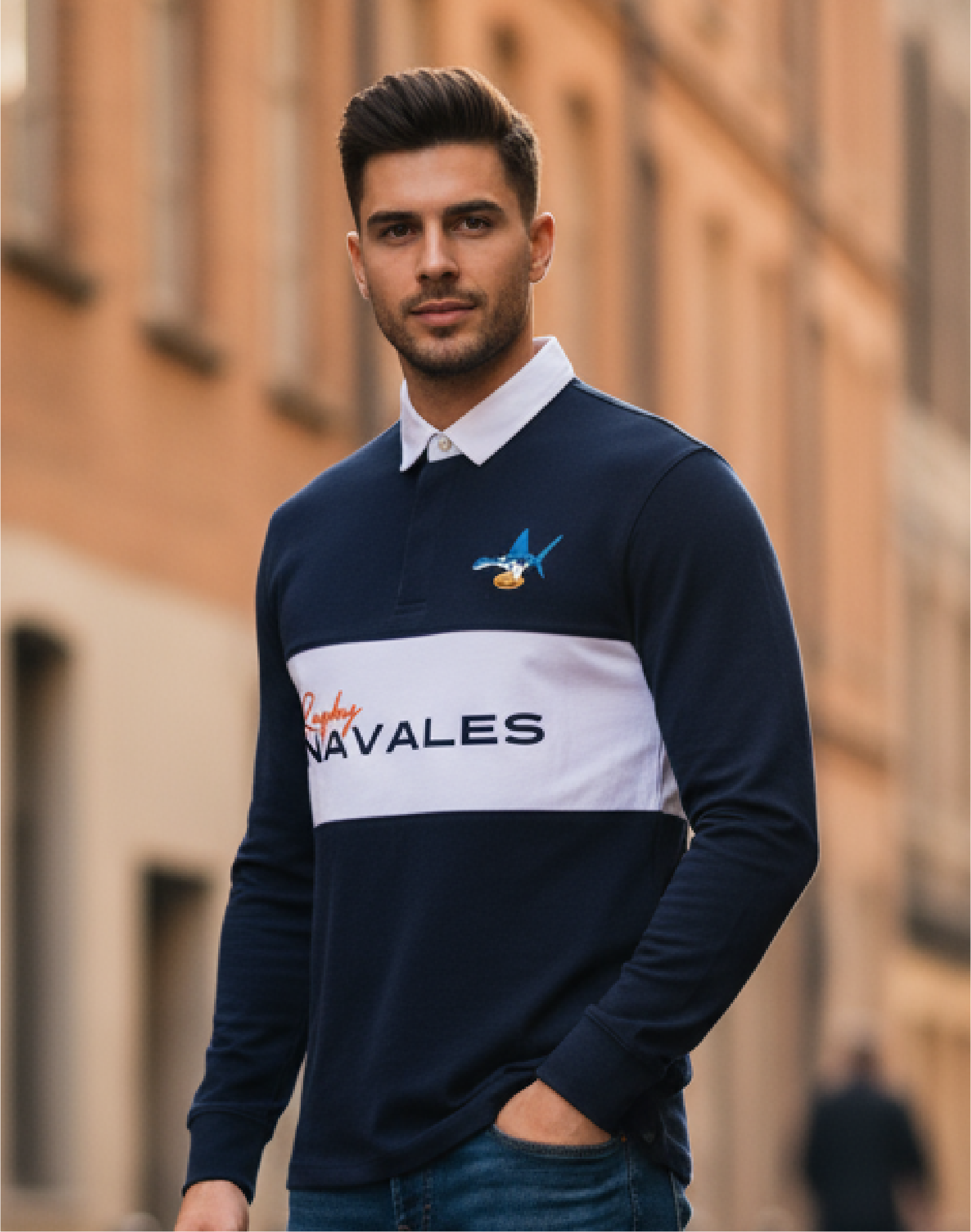 Polo manga larga Rugby Navales