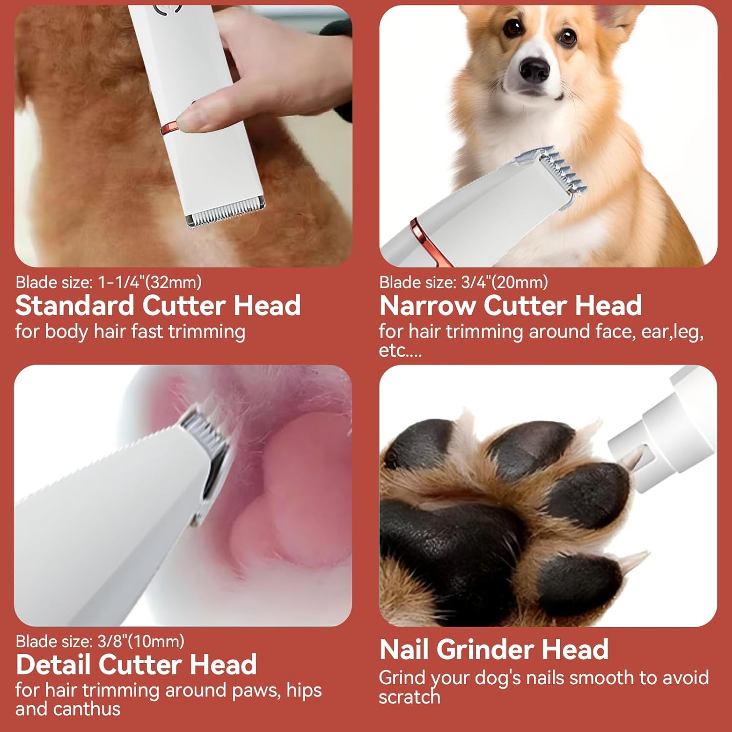 4-in-1 Cordless Dog Grooming Kit – 2-Speed Clippers
