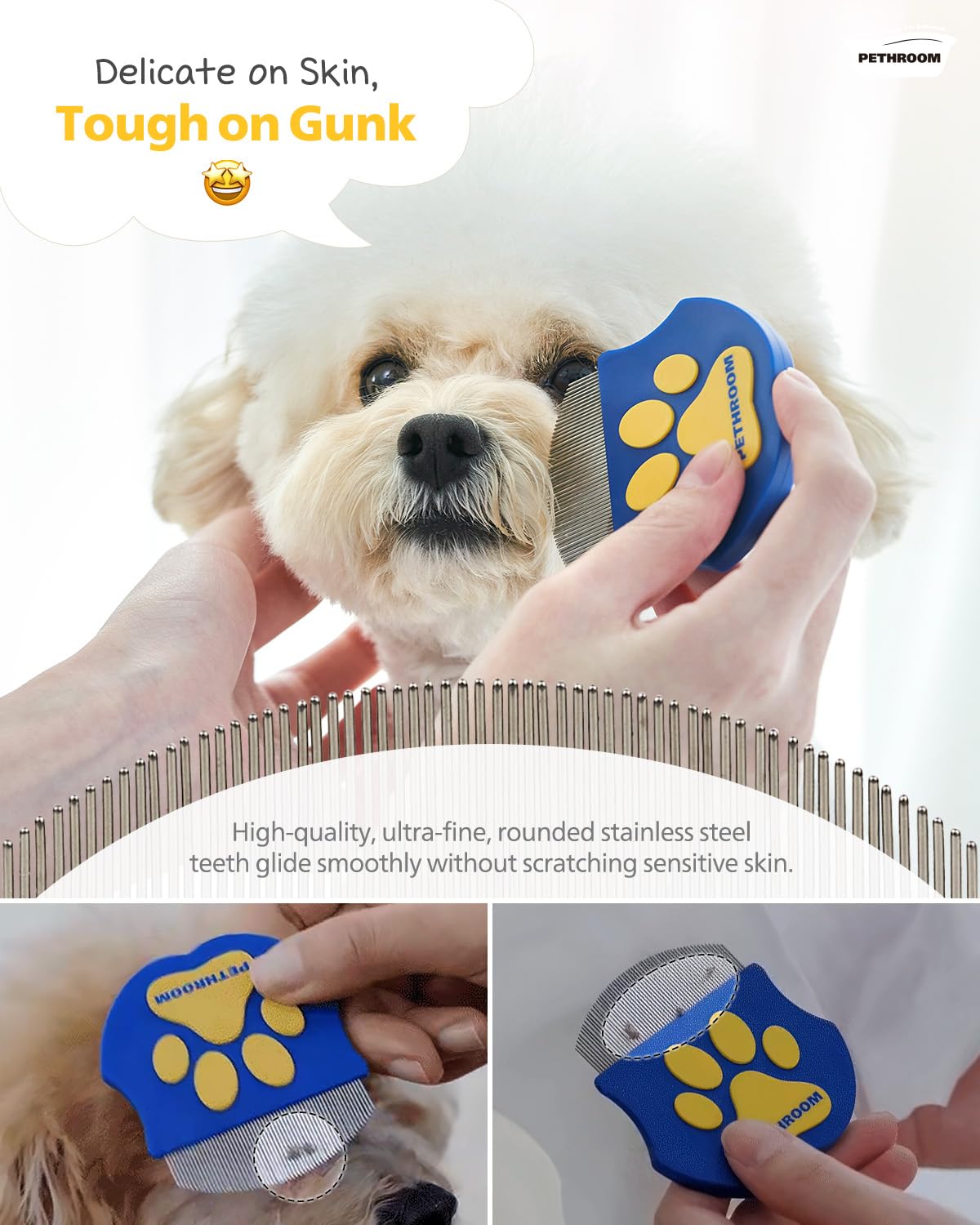 Professional Eye Comb for Pets | Stainless Steel Tear Stain Remover for Cats & Dogs