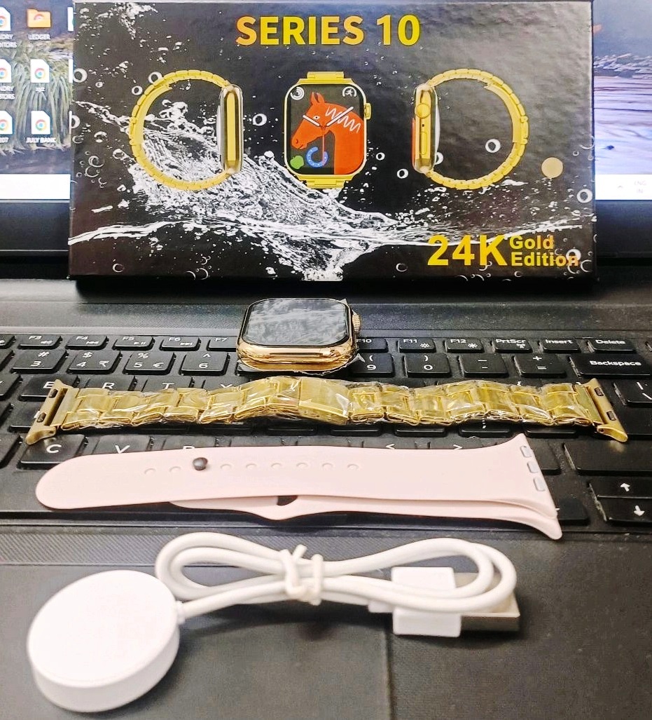 Series 10 Smartwatch with Free Golden Mobile Phone Ring Holder