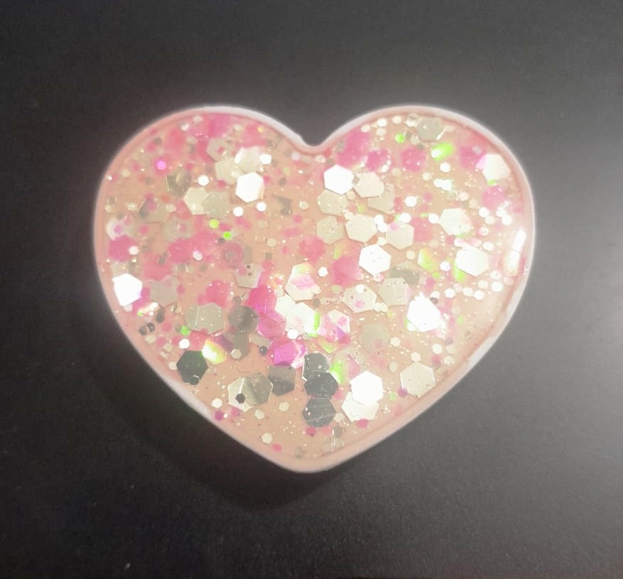 Glitter Heart Pop Socket for Mobile Phones