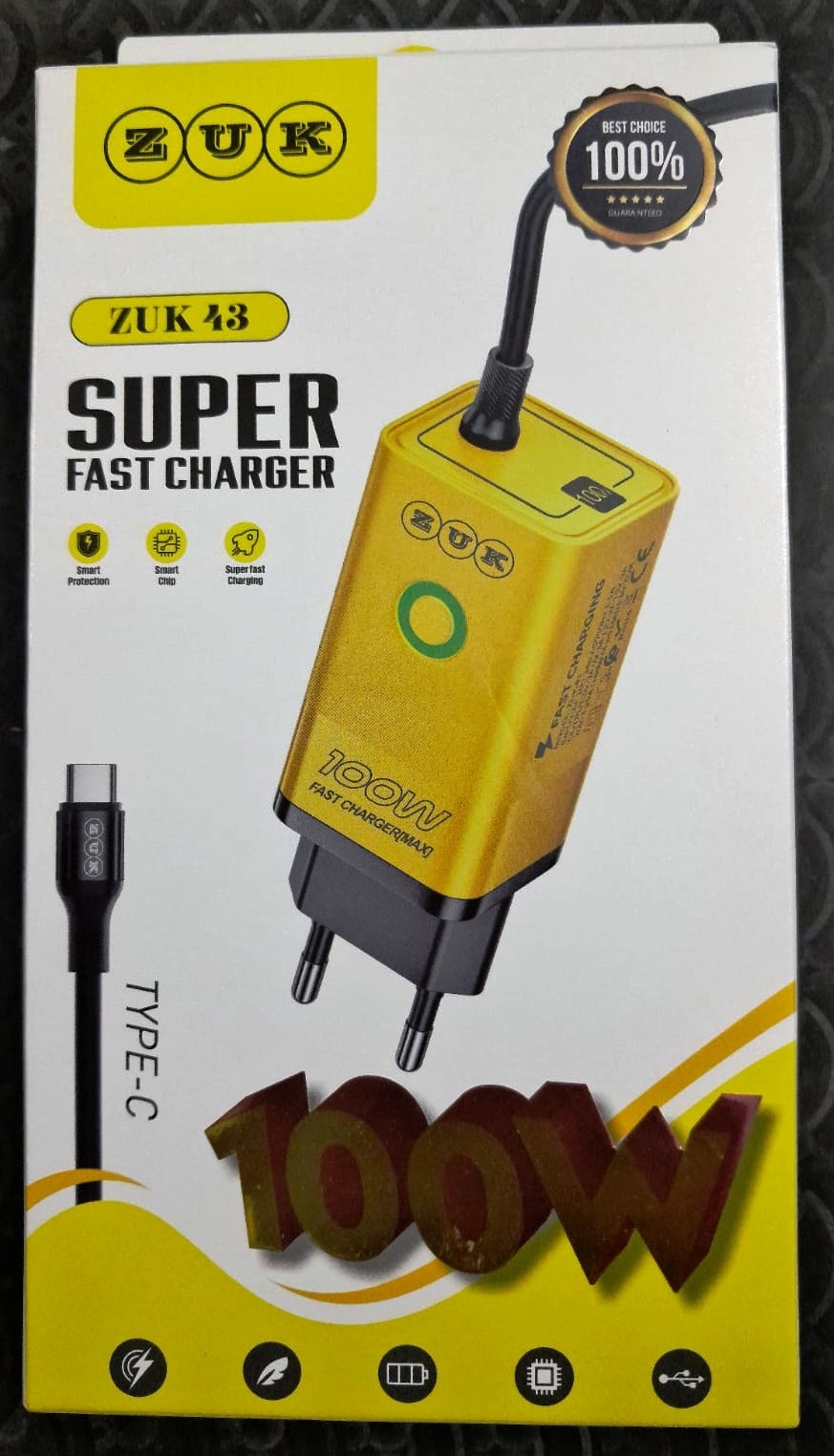 100W Super Fast Charger with Type-C Cable
