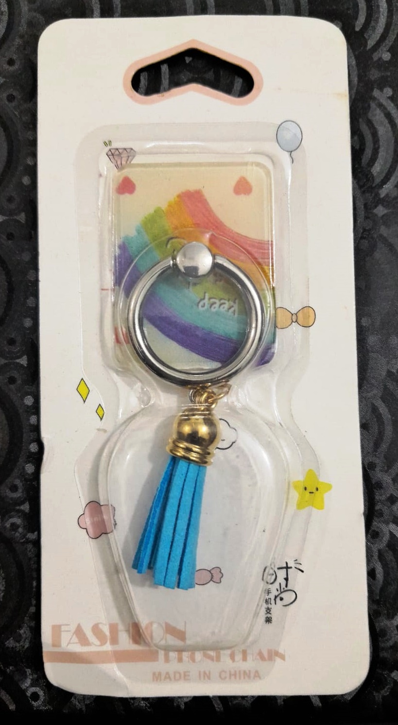 360° Rotating Round Phone Ring Holder with Stylish Tassel 