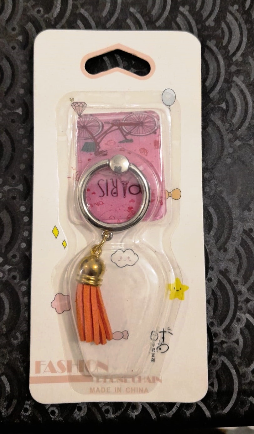 360° Rotating Round Phone Ring Holder with Stylish Tassel 