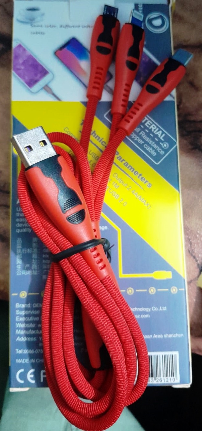 3-in-1 Red Charging Cable