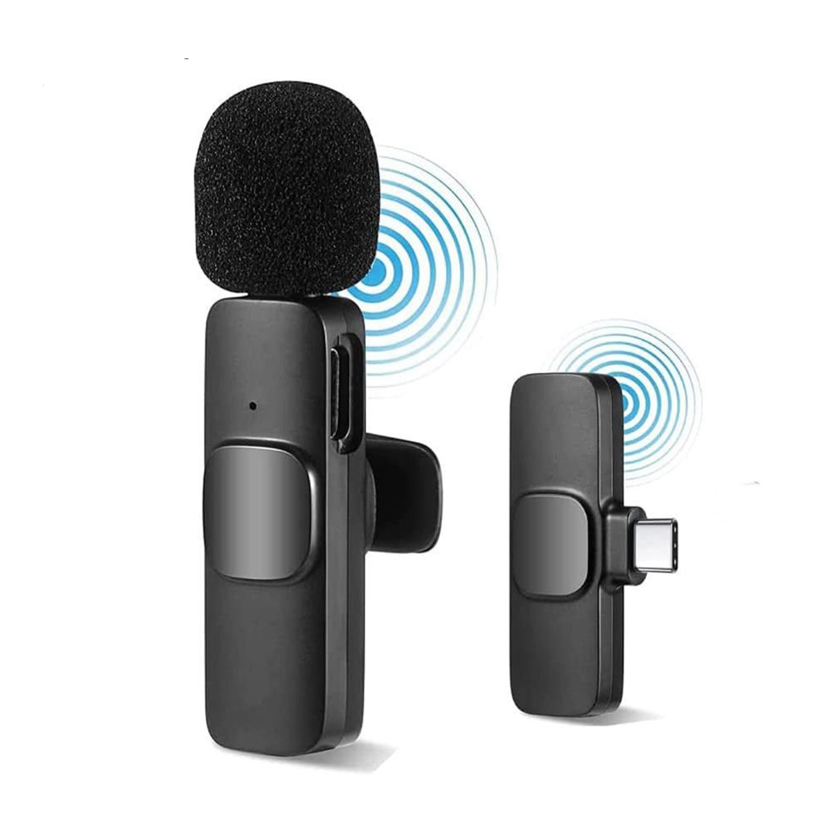 K8 Single Wireless Microphone with Type-C & Type-C to iPhone Receivers | Lavalier Collar Clip