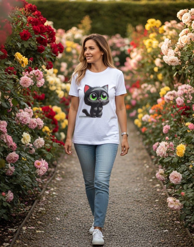 Remera  con dibujo de gato