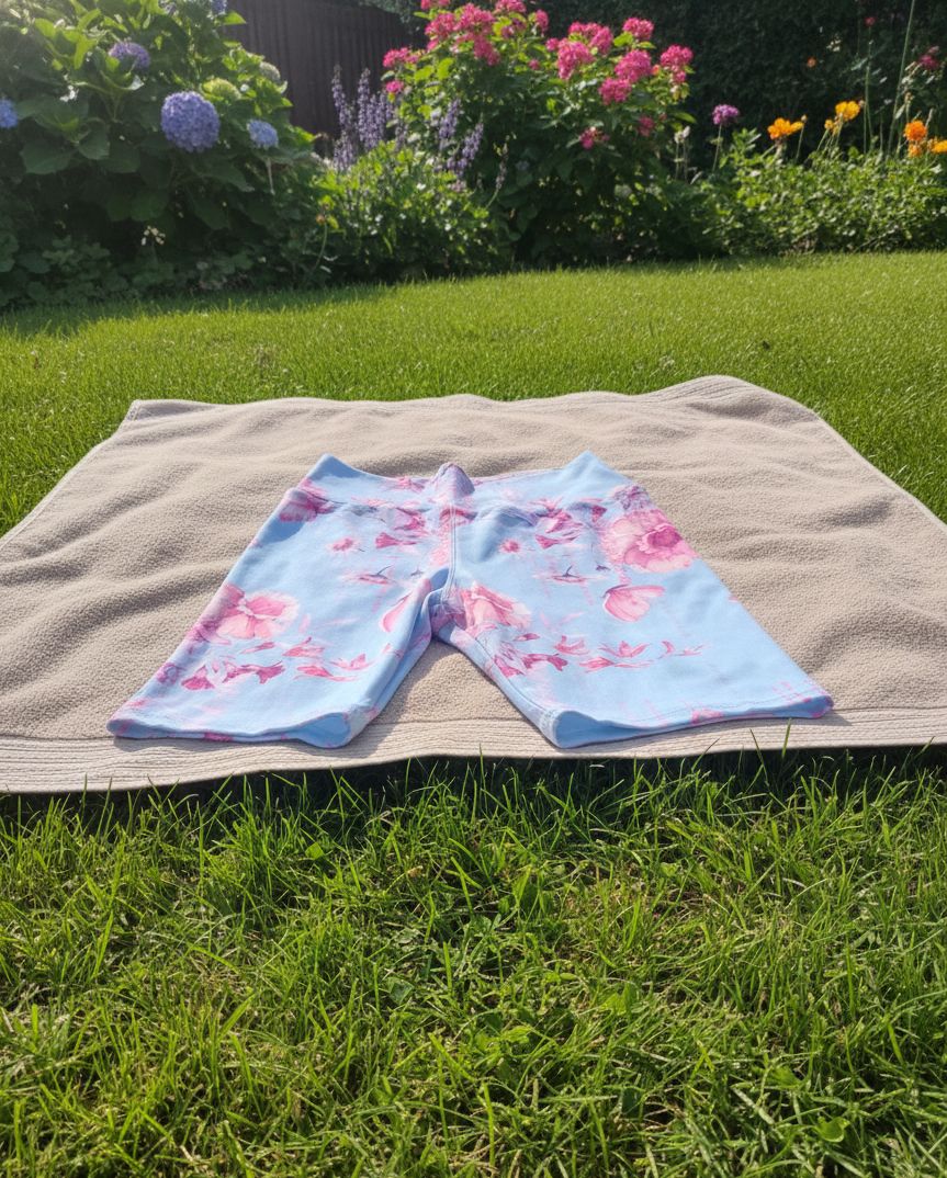 Biker azul claro con estampado floral