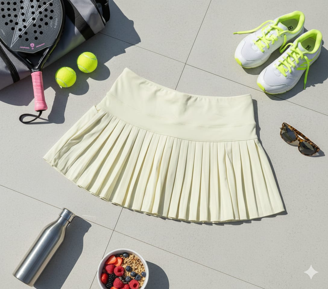 Pollera con short deportiva amarilla con bolsillo