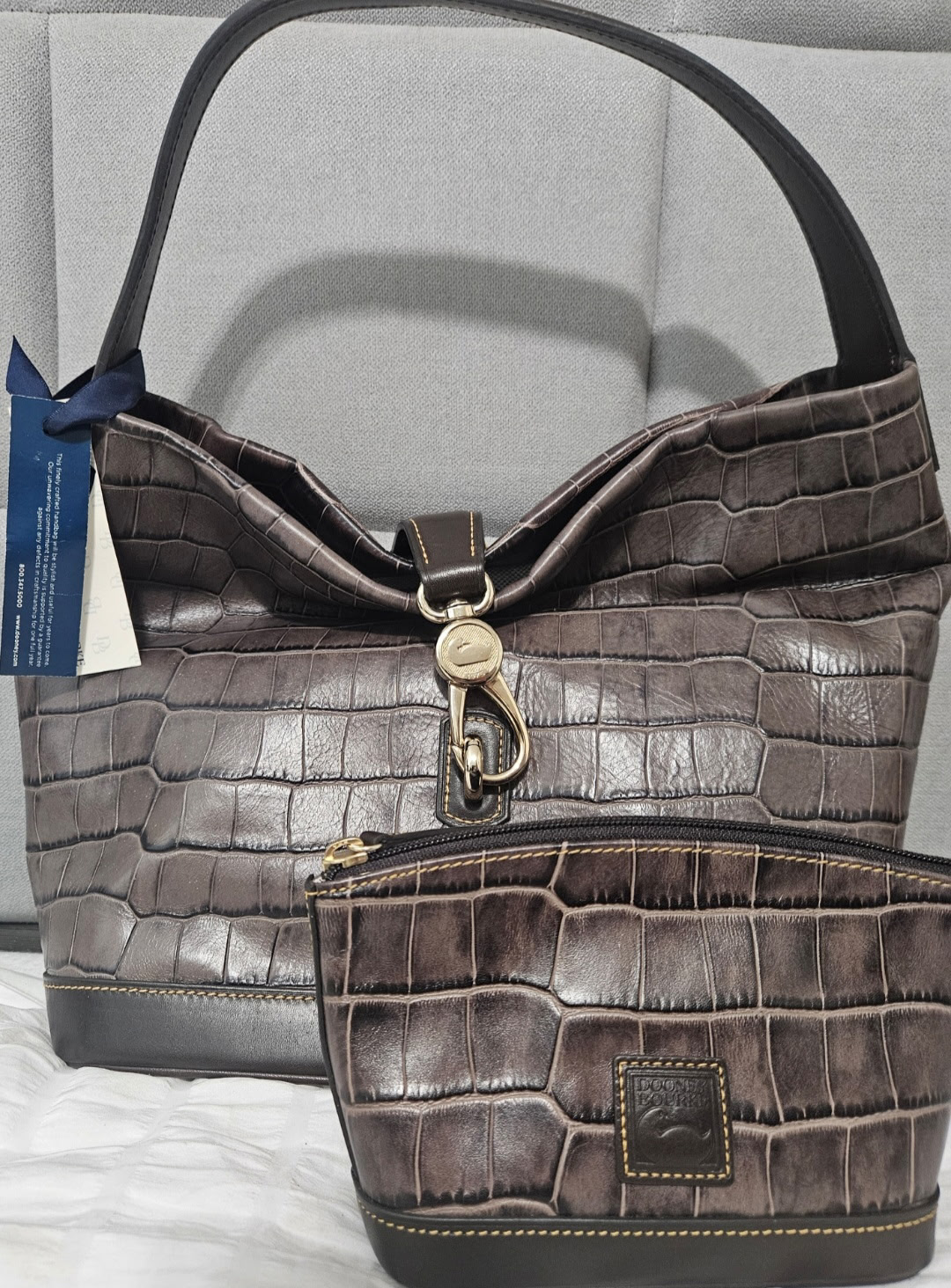 Luxury Crocodile-Embossed Leather Handbag Set