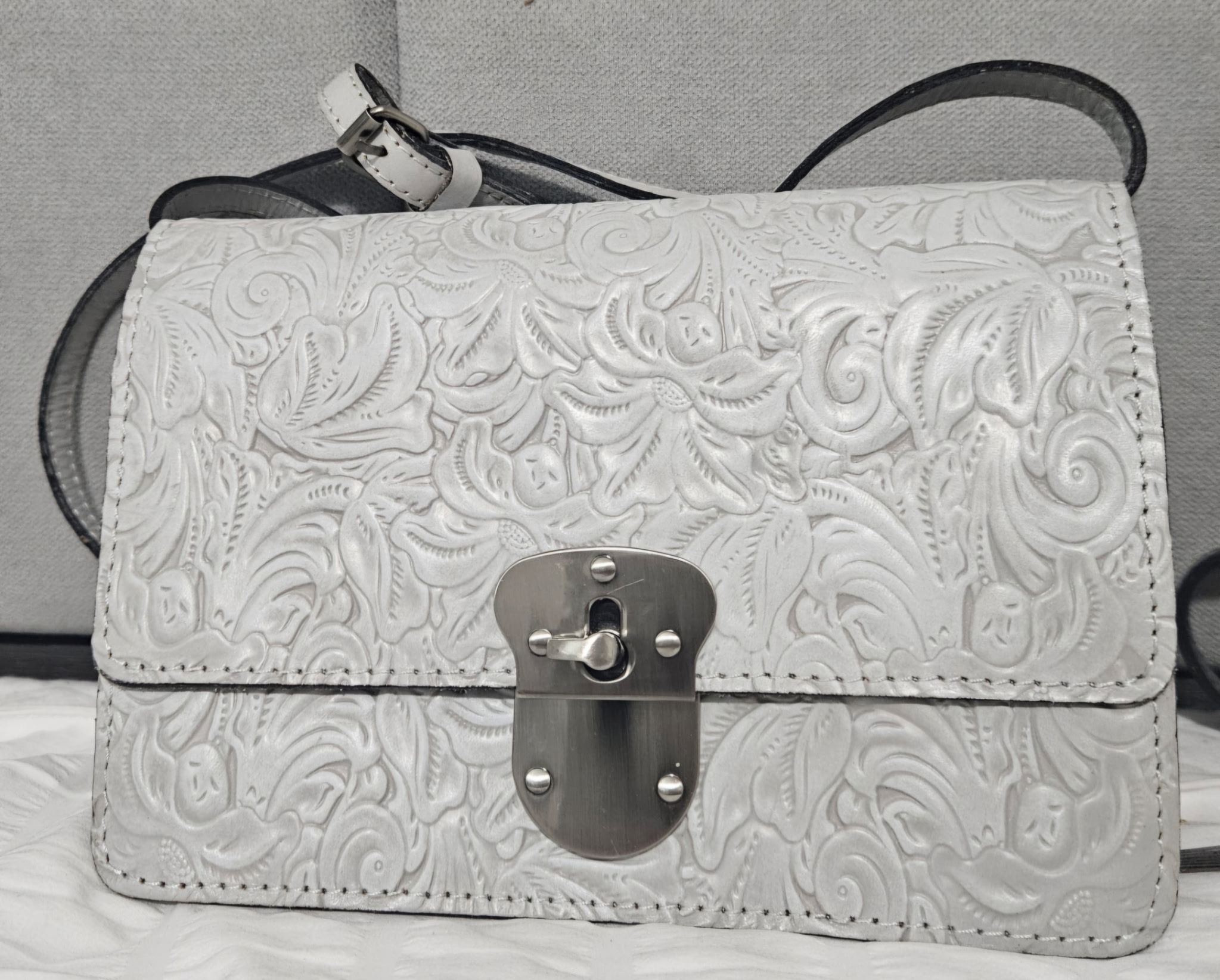 Embossed Leather Shoulder Bag