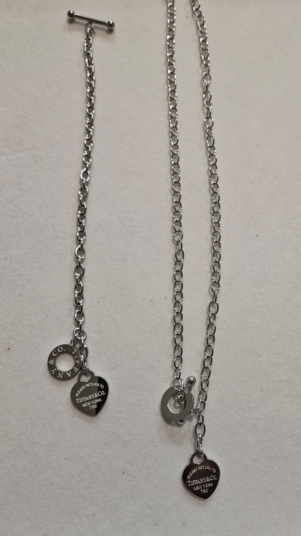 TIFF Heart Tag Necklace and Bracelet Set