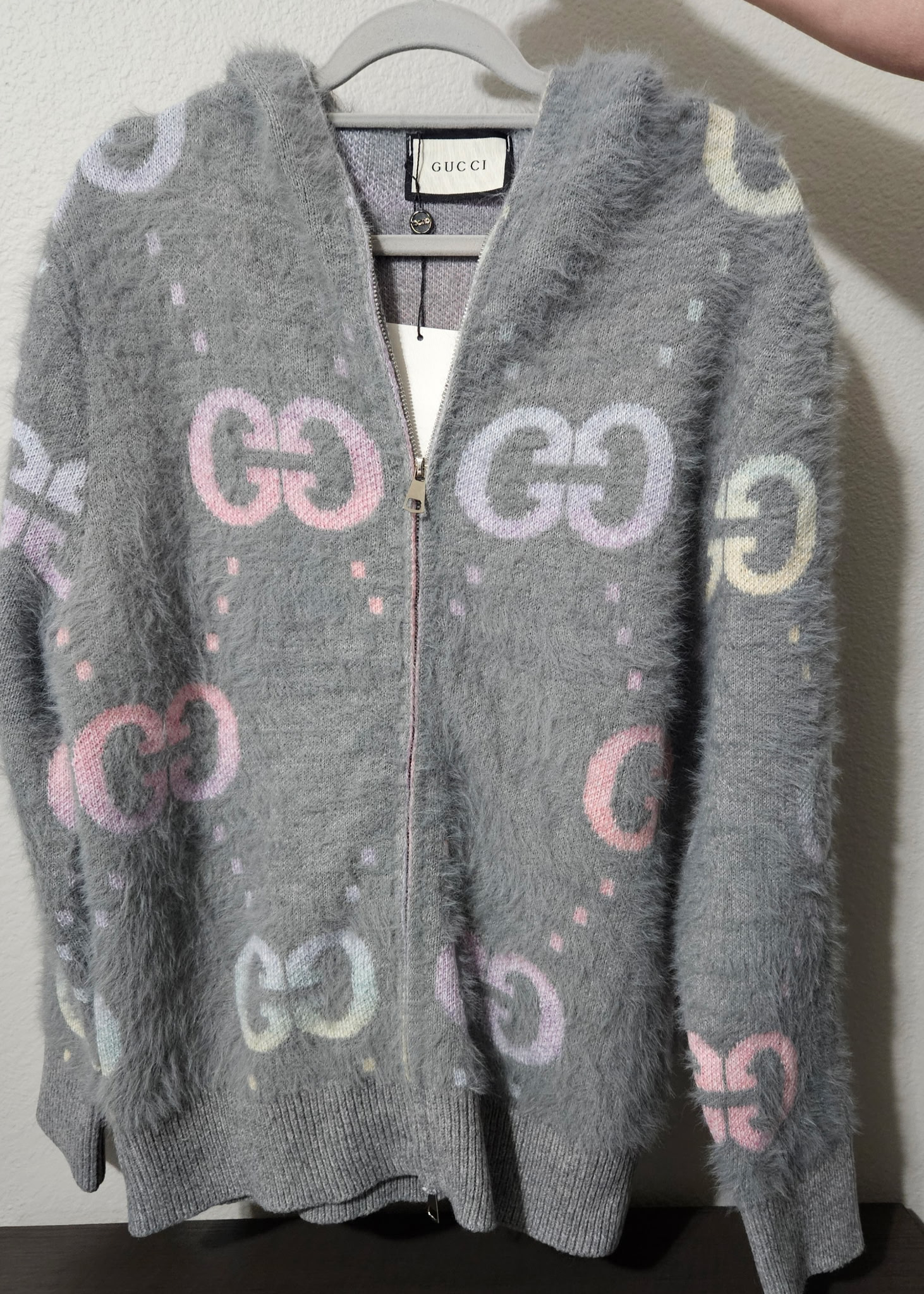 GG Fuzzy Logo Zip-Up Jacket