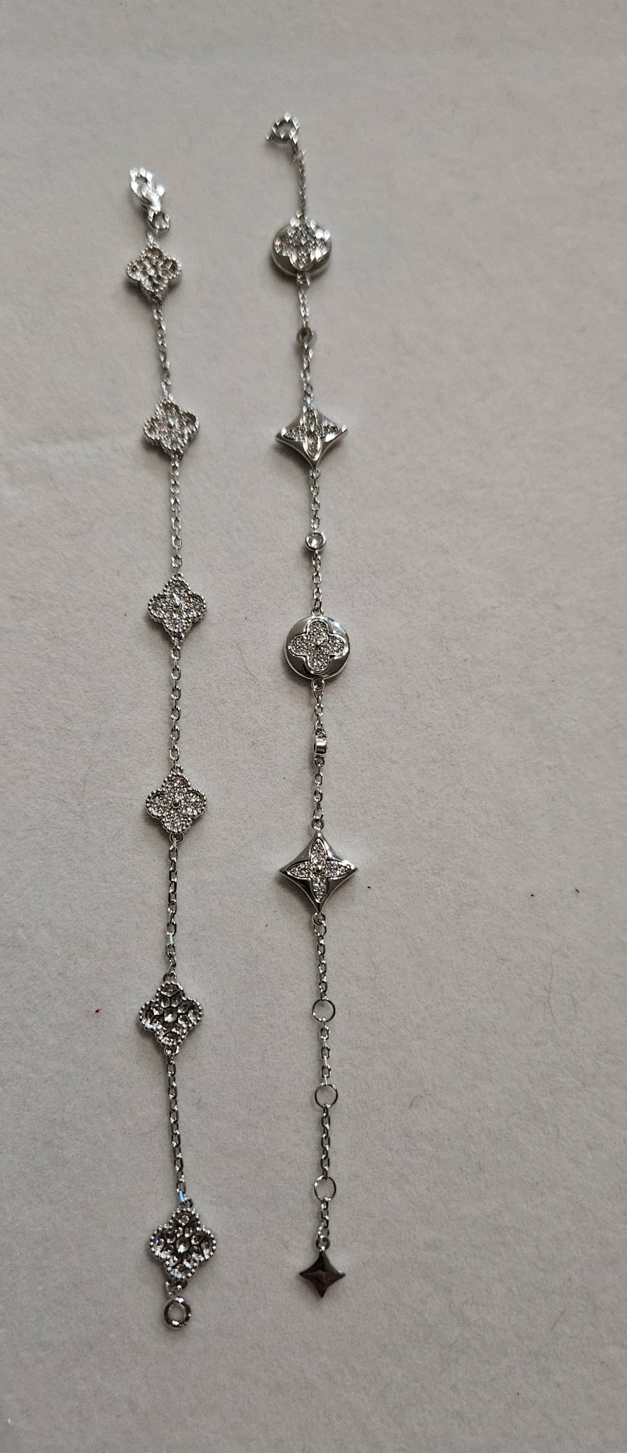 Silver geometric chain bracelets