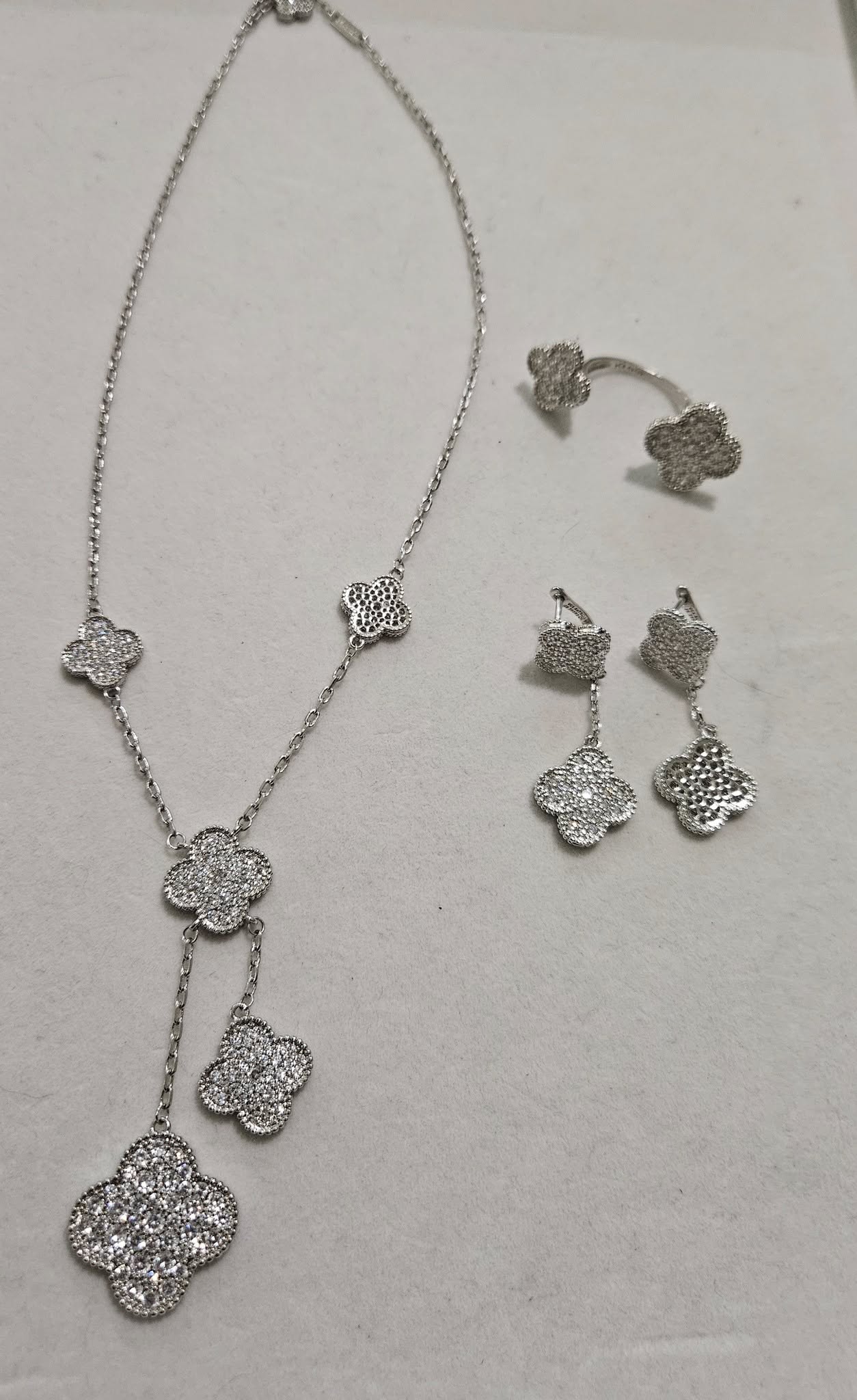 Elegant Silver Floral Jewelry Set