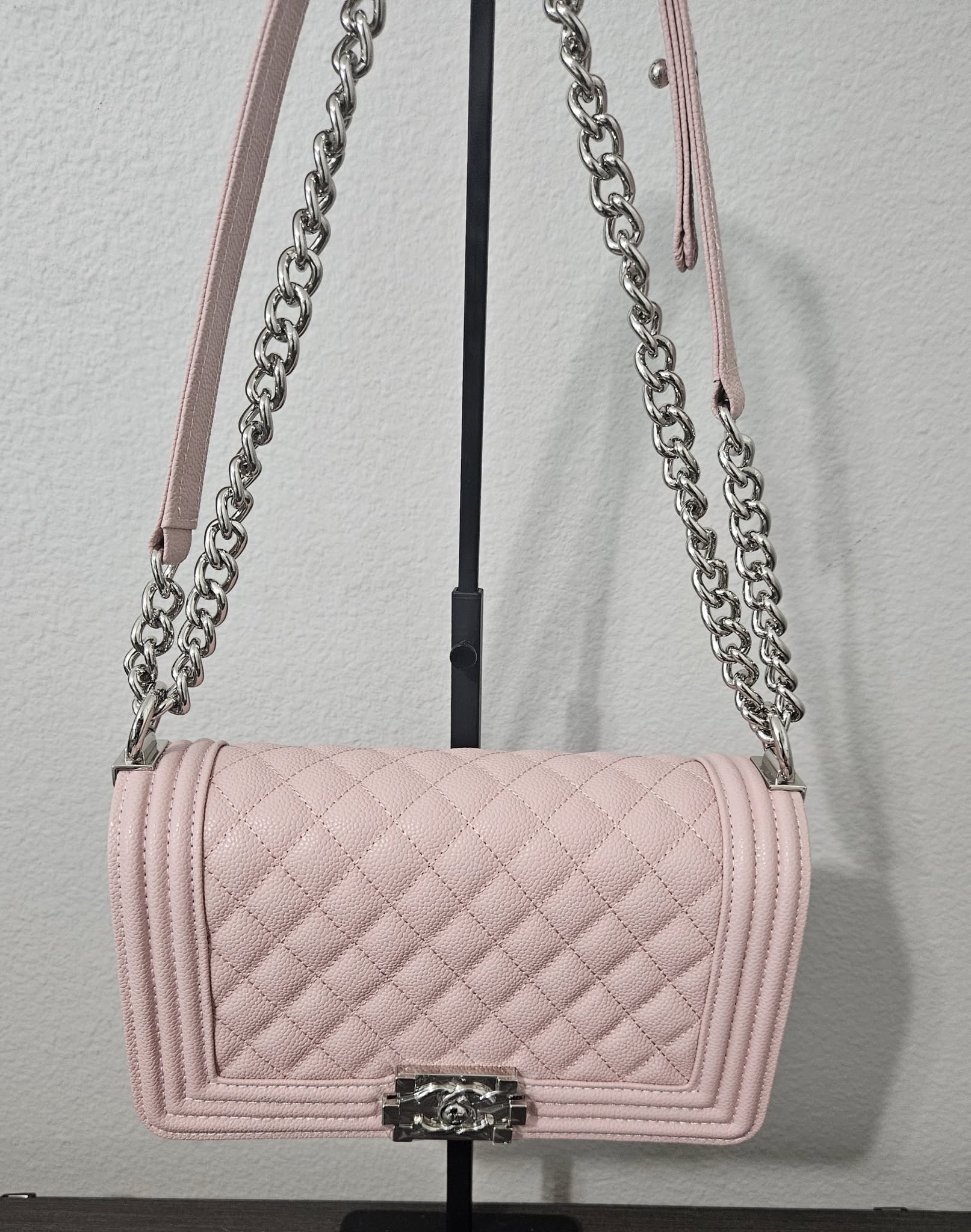 Pink Quilted Shoulder Bag