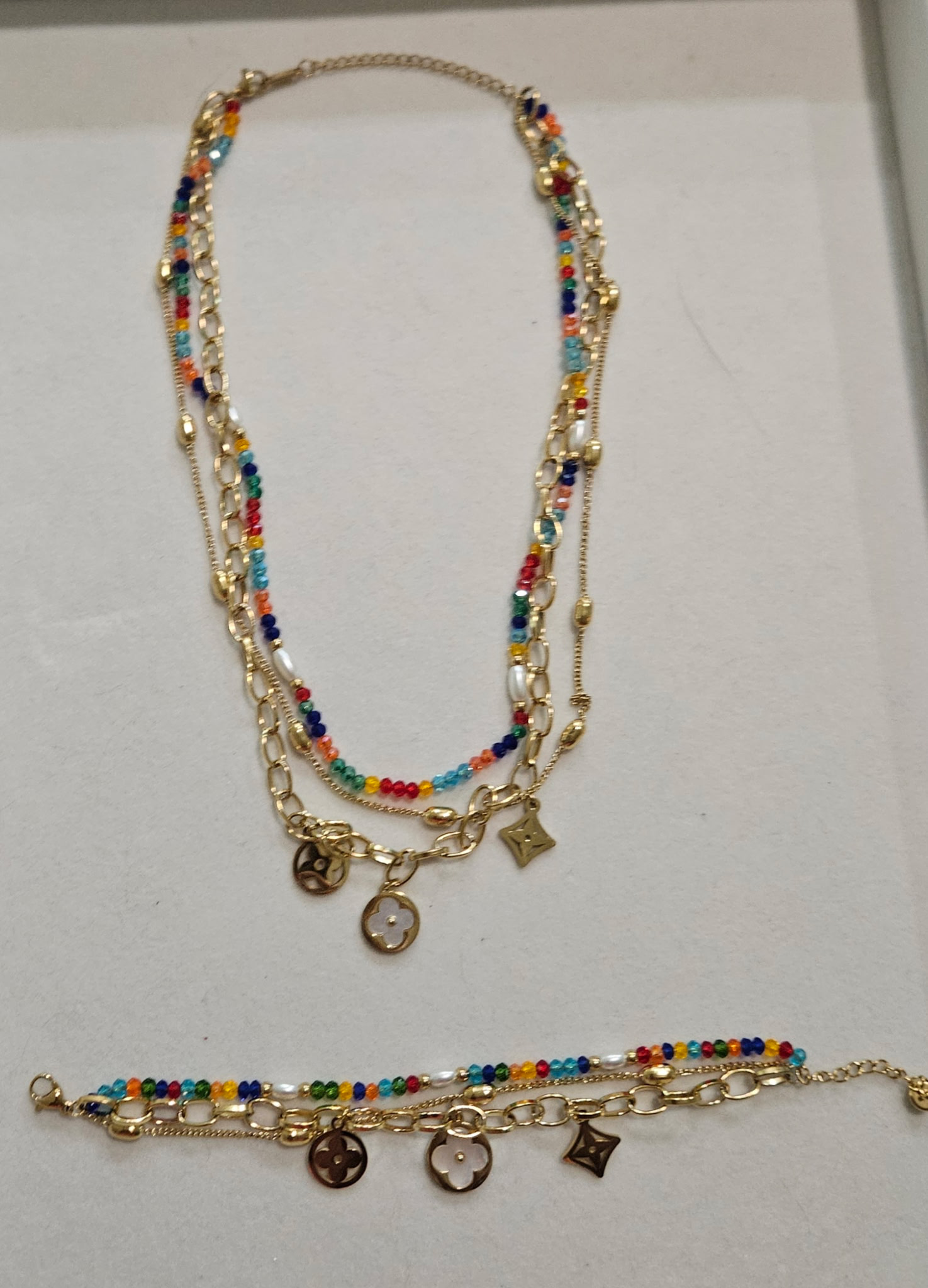 Colorful Beaded Necklace and Bracelet Set