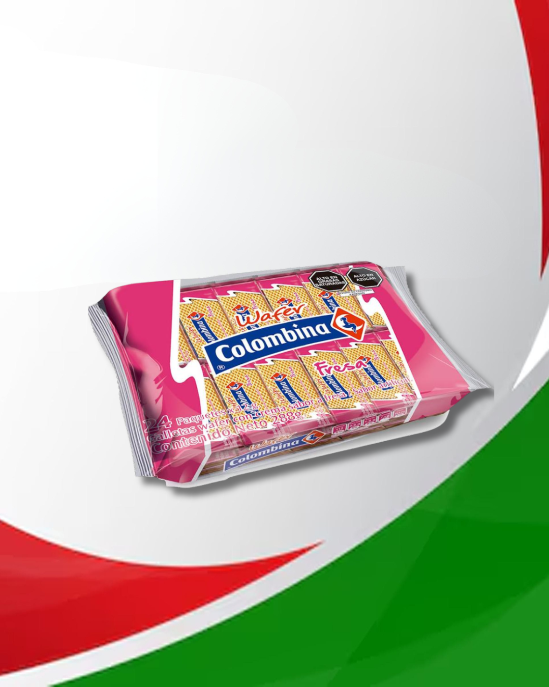 Wafer Colombina Fresa 16 Bolsas x 24 Unid
