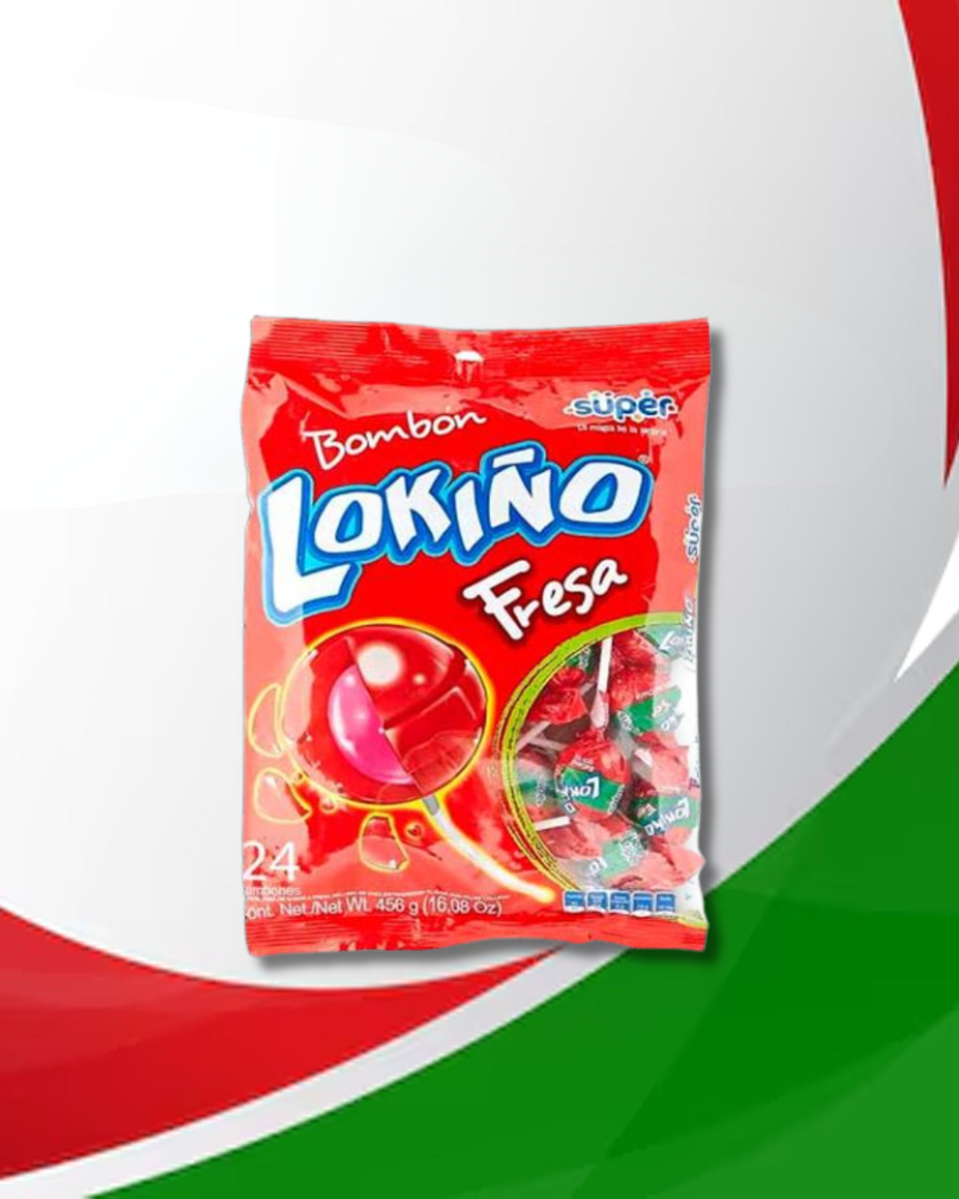 Chupeta LOKIÑO Fresa 15 Bolsas x 24 Unid