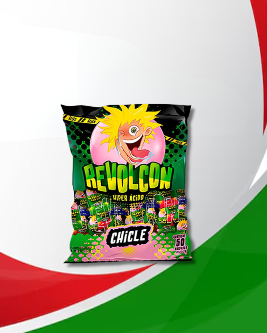 Revolcón Híper Ácido Chicle 2 Bolsas x 50 Unid