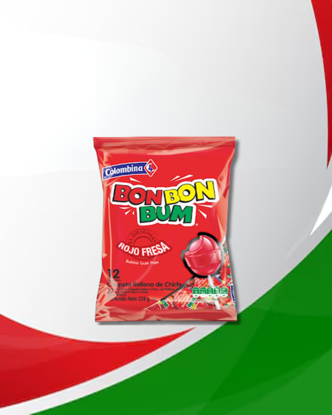 Chupetas Bonbonbum Fresa 15 Bolsas x 24 Unid