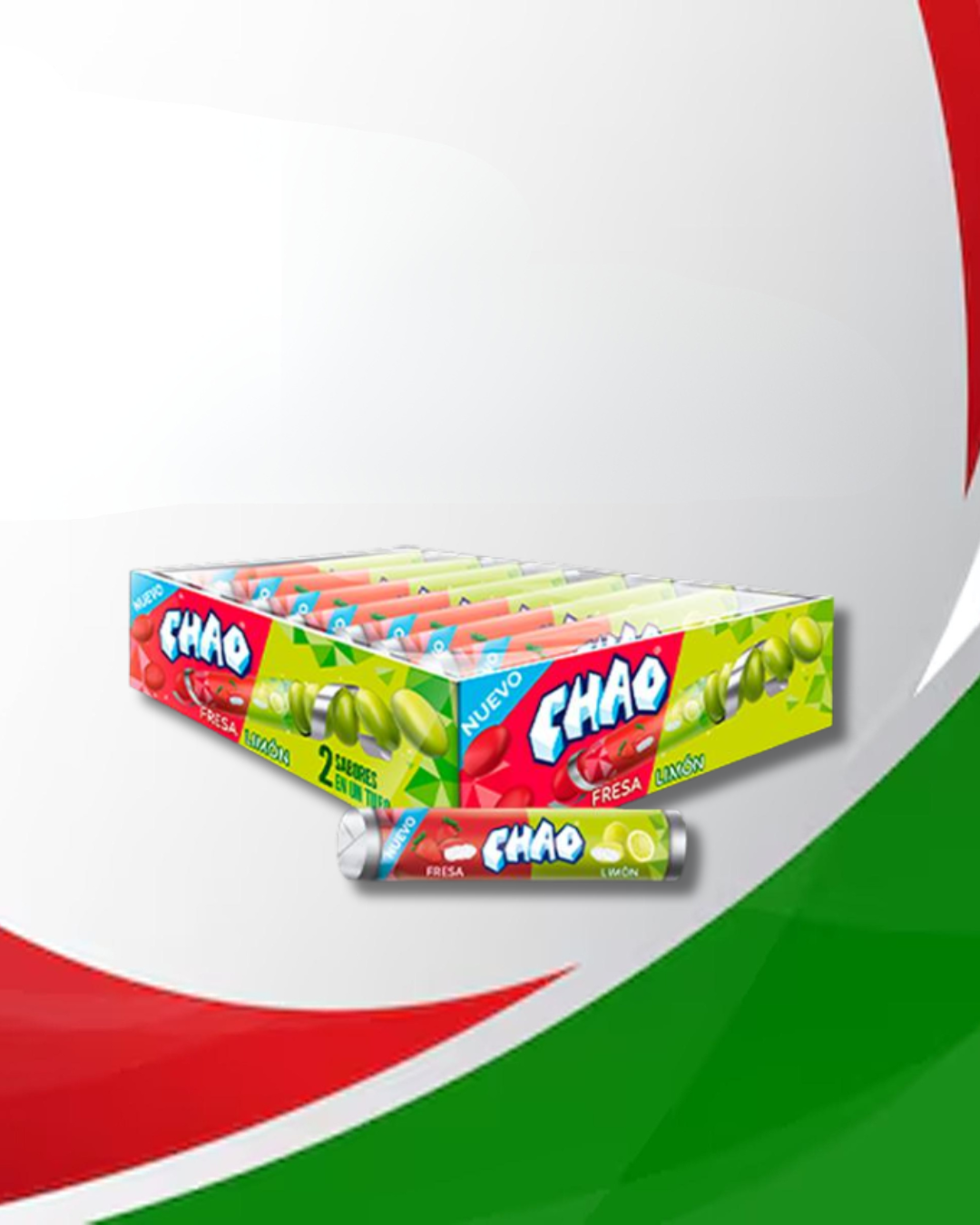 Chao Pastilla Sabor Fresa y Limón 12 Displays x 12 Unid