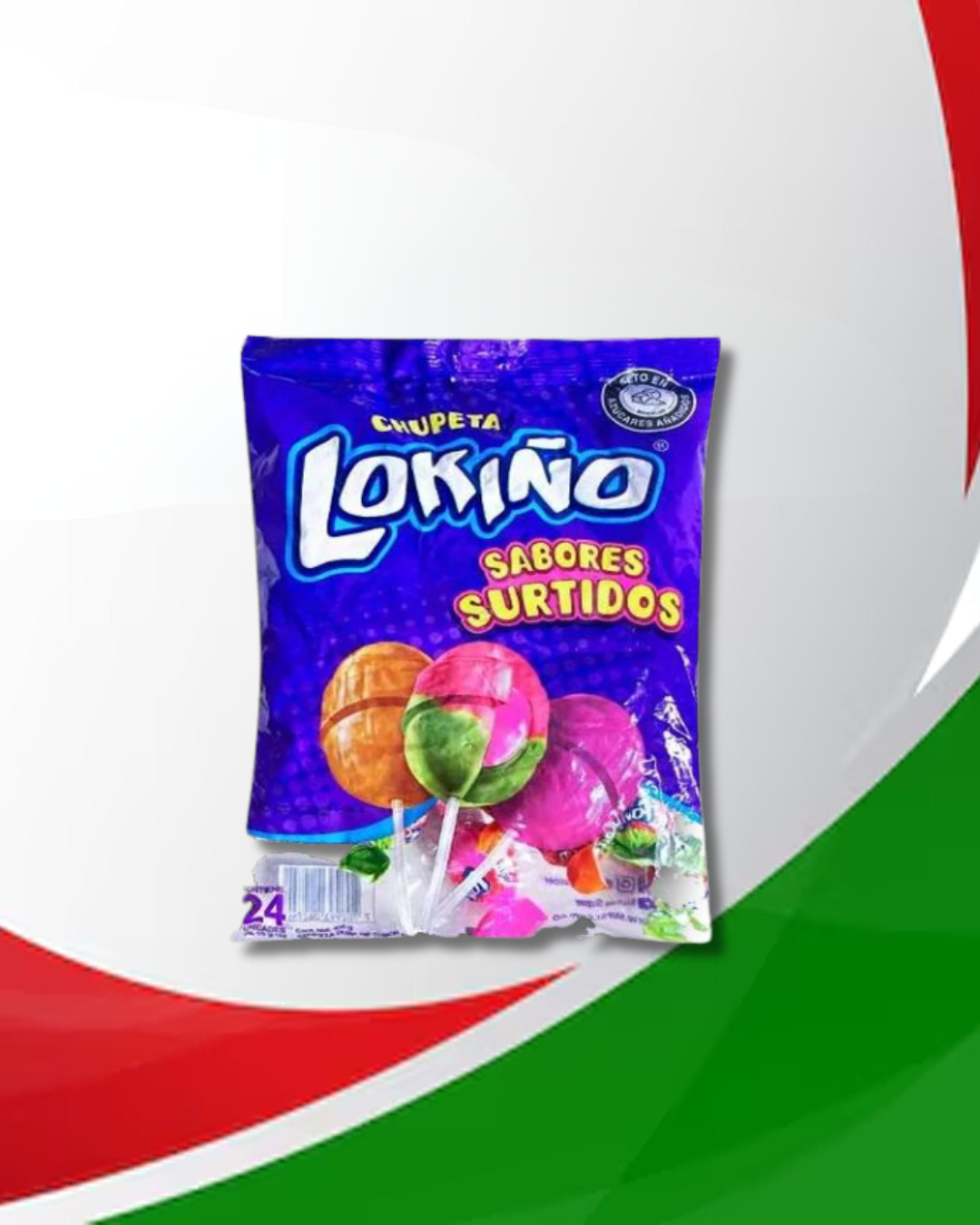 Chupeta Lokino Sabores Surtidos 15 Bolsas x 24 Unid