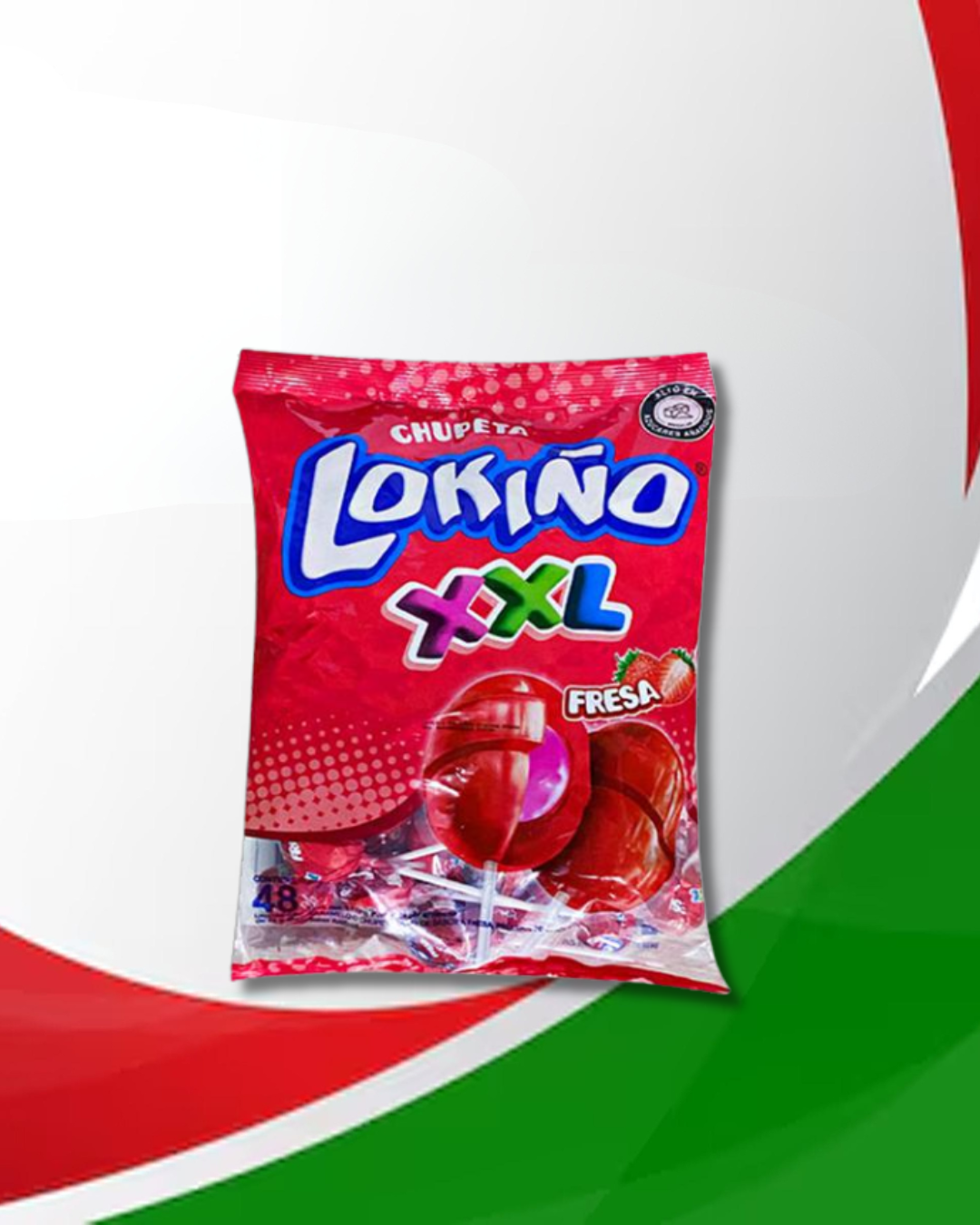 Chupeta Lokino XXL Fresa 8 Bolsas x 48 Unid