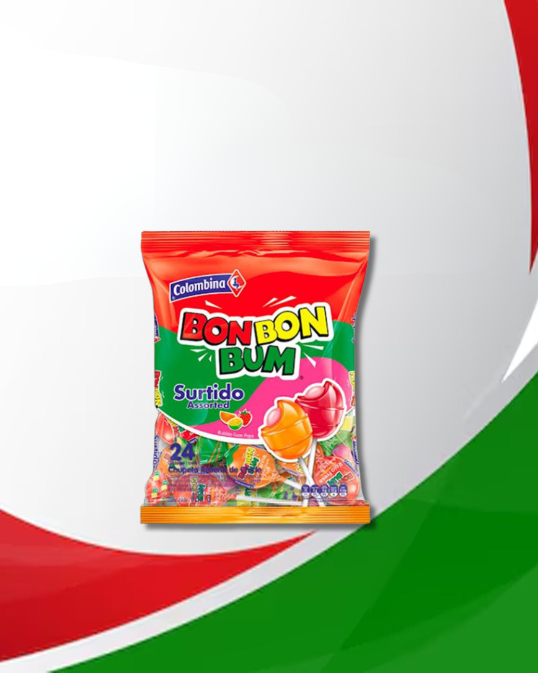 Chupeta Bonbonbum Surtidas 15 Bolsas x 24 Unid