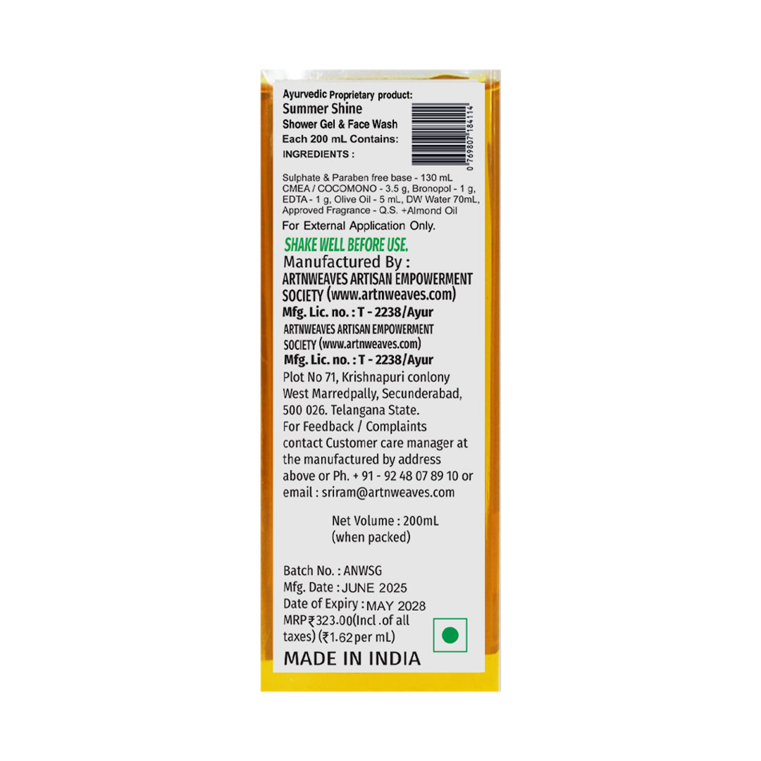 Summer Shine Shower Gel & Face Wash (Sulphates & Parabens-free Base)