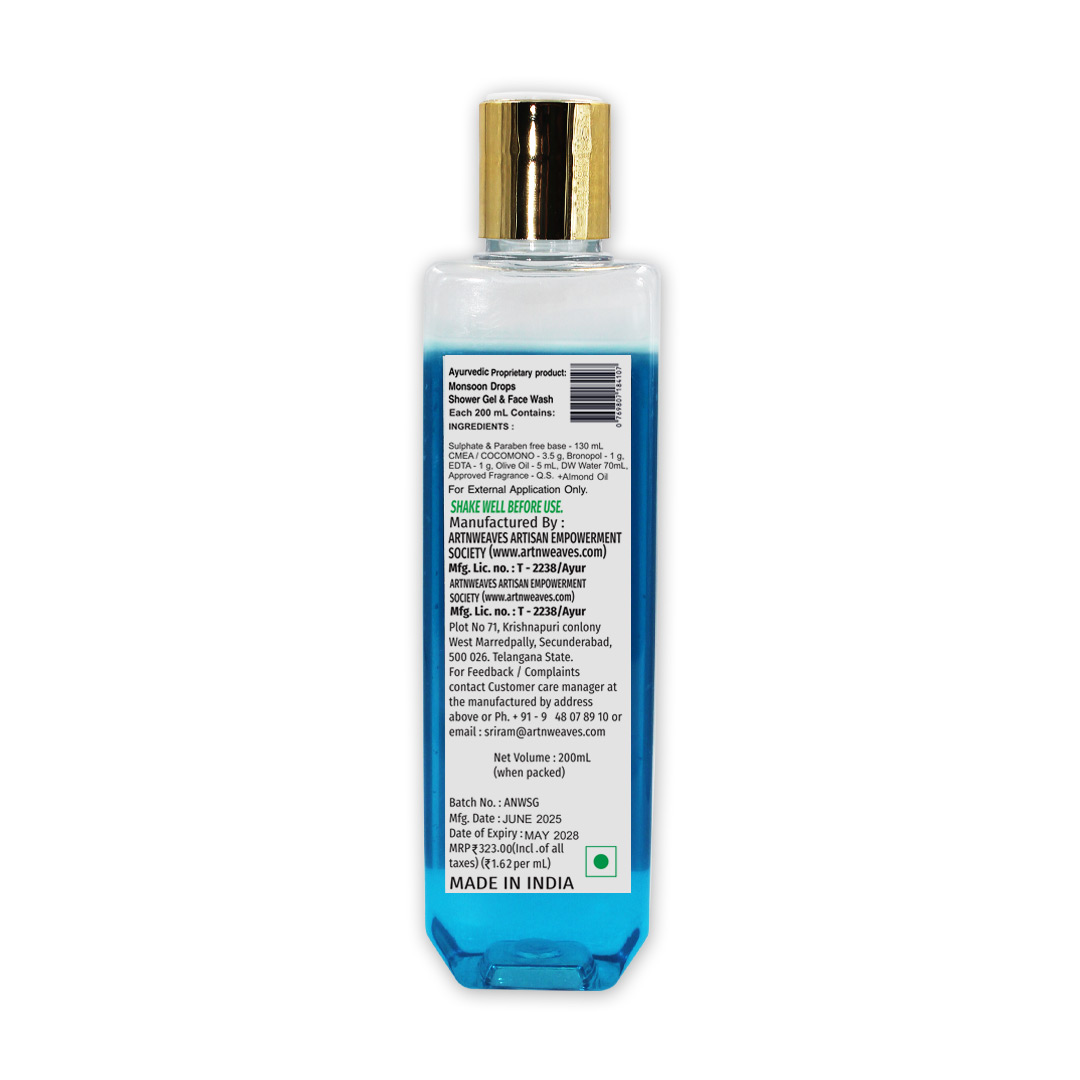 Monsoon Drops Shower Gel & Face Wash (Sulphates & Parabens-free Base)