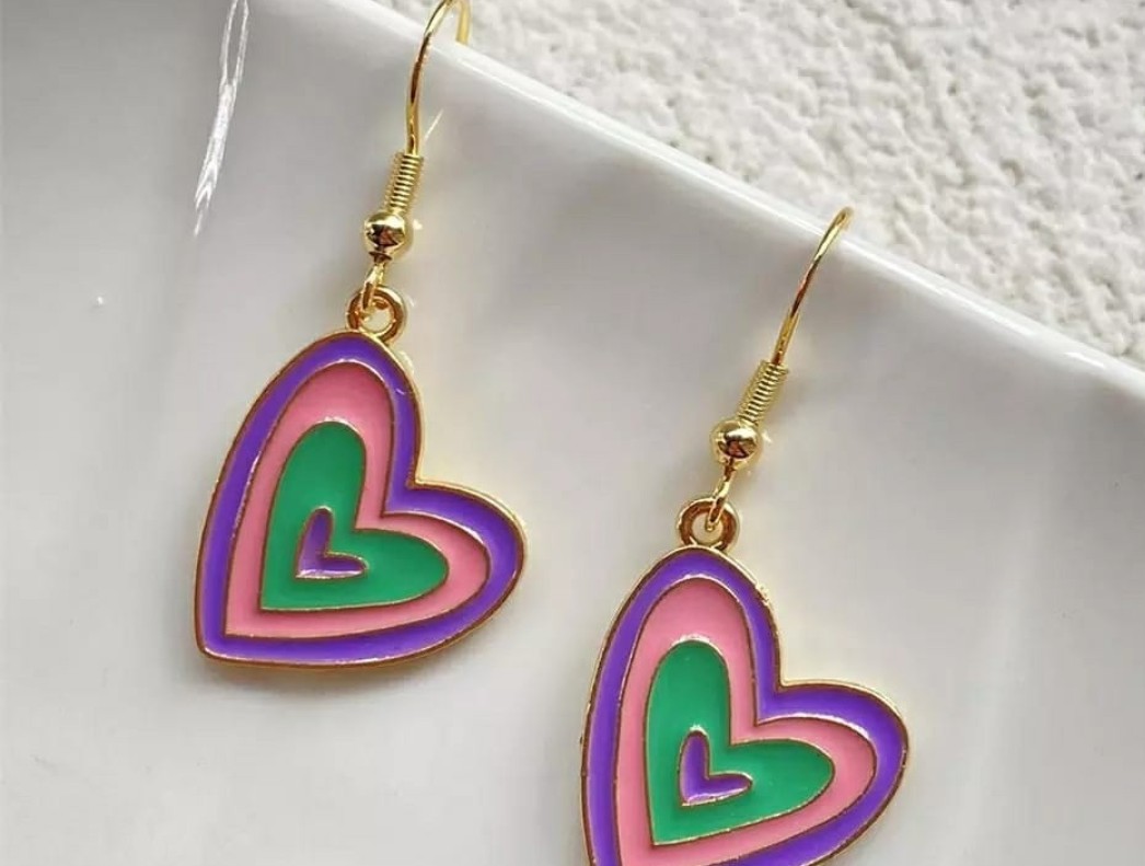 Colorful Heart-Shaped Earrings