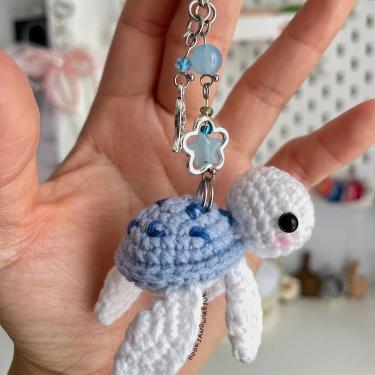 Crocheted Turtle Keychain