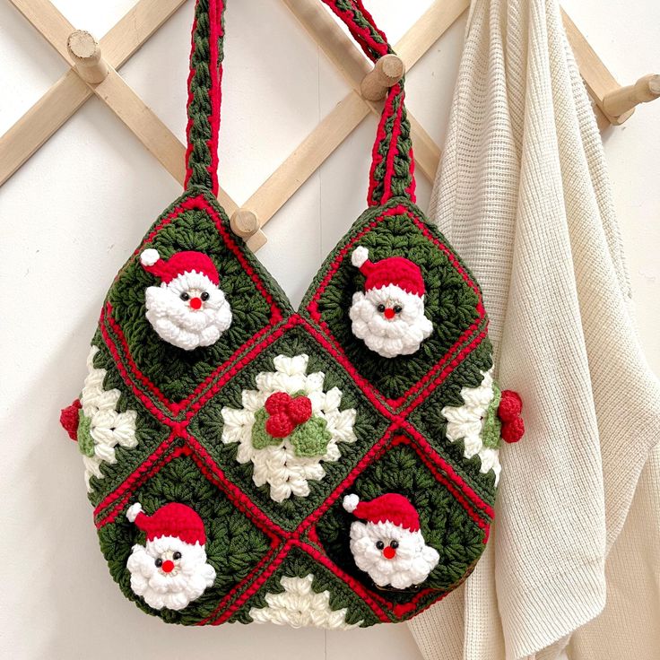 Handmade Crochet Santa Bag