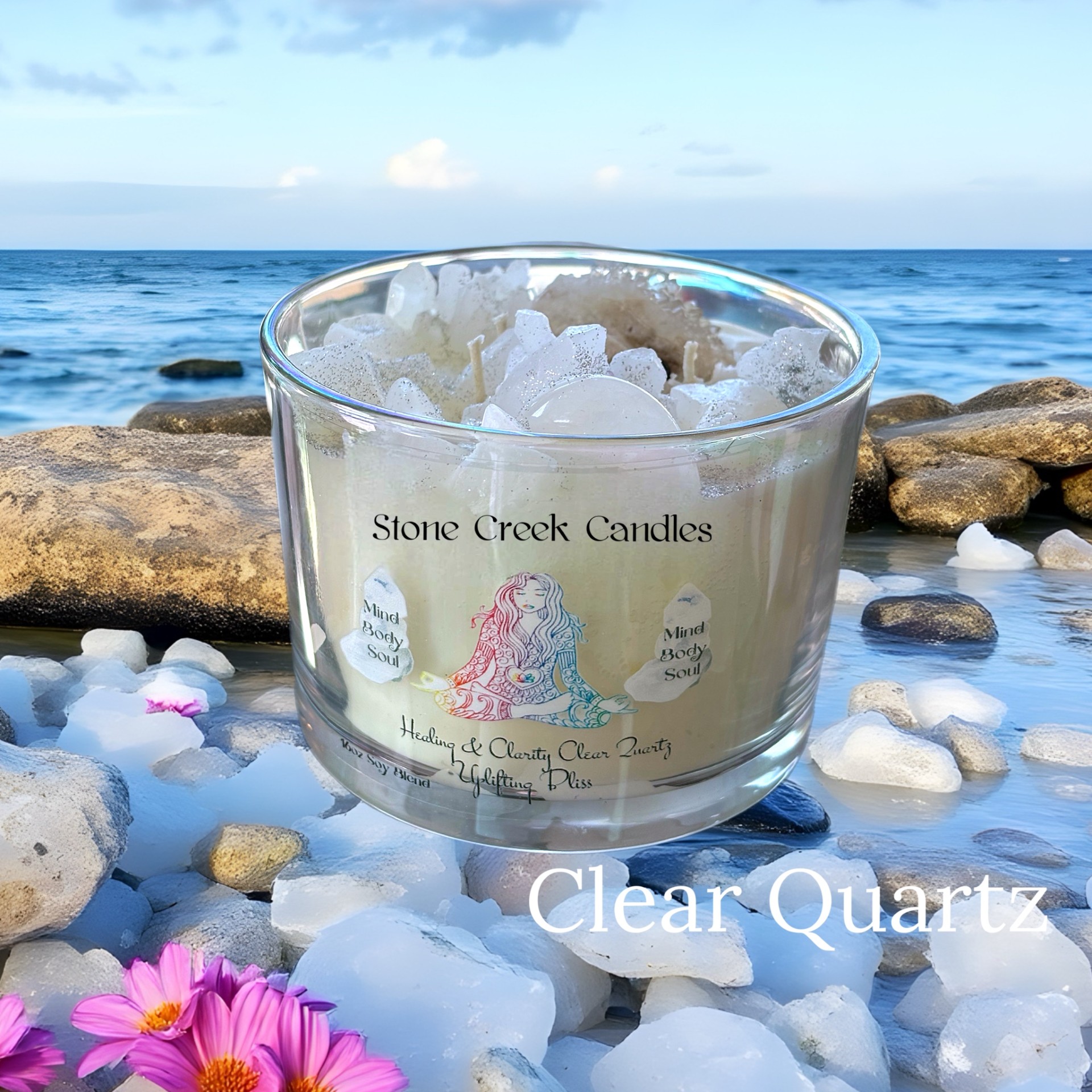16oz Uplifting Bliss Clear Quartz Candle