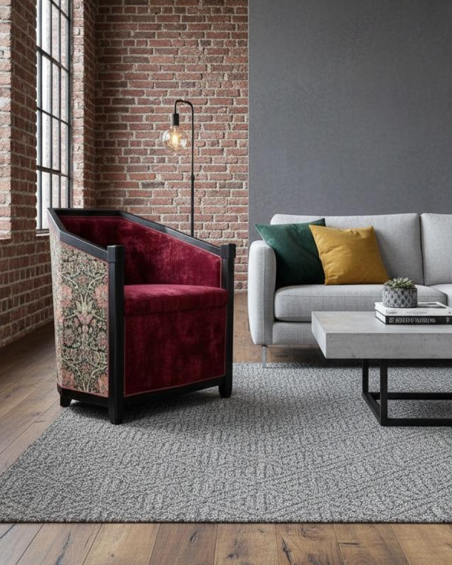 Vintage Occasional Armchair with William Morris Upholstery