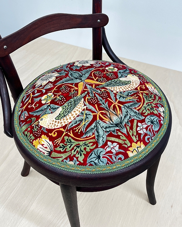 Restored Thonet Style Chair with William Morris Upholstery