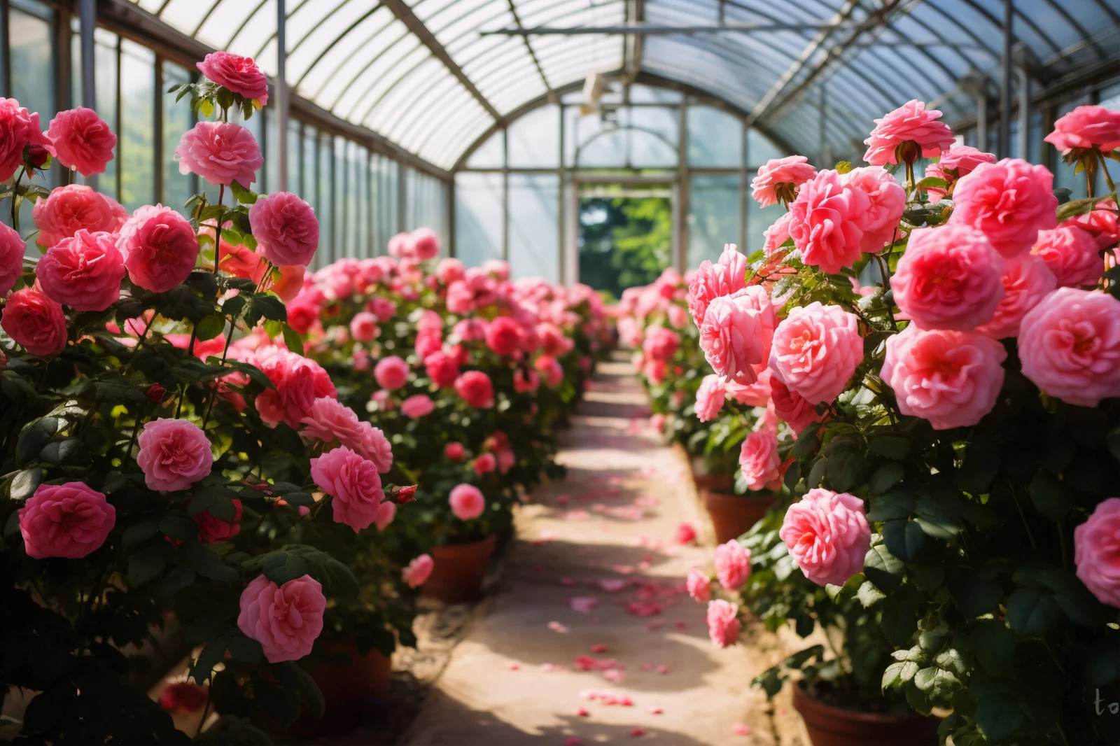 Blooming Pink Rose Plants